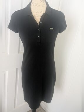 Lacoste Black Pique Polo Shirt Dress 38 Small